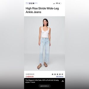 Gap Women's High Rise Stride Ankle Wide-Leg Jeans